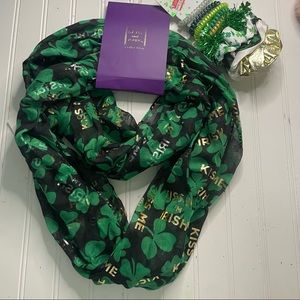 Irish St Patrick’s day infinity scarf & hair ties.